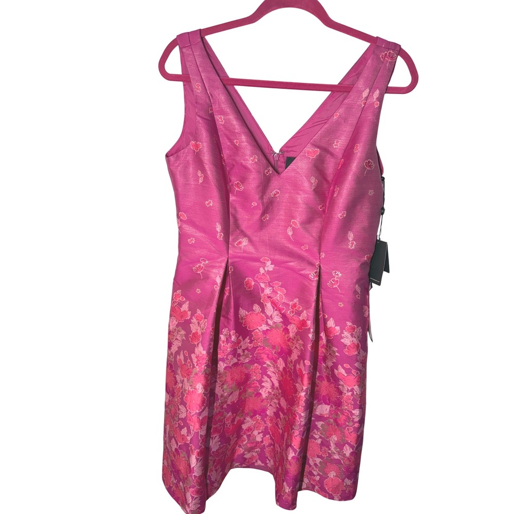NWT Adrianna Papell Pink Floral Jacquard Fit & Flare Dress Size 8 - Picture 5 of 11